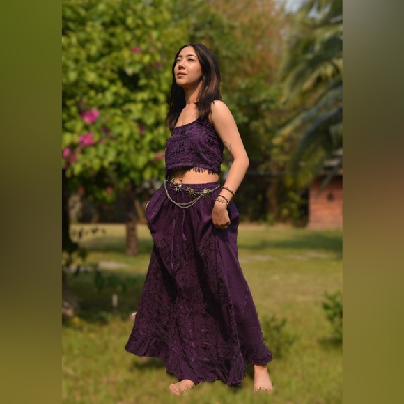 Vintage Vibe Purple Skirt and Top Set - Picture 8 of 12